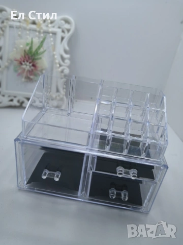 Практичен прозрачен органайзер за гримове в две части, снимка 2 - Други - 53866267
