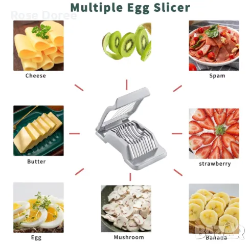 Уред за ръчно рязане на варени яйца резачка от неръждаема стомана плодове заленчуци колбаси сирена , снимка 5 - Други - 47153159