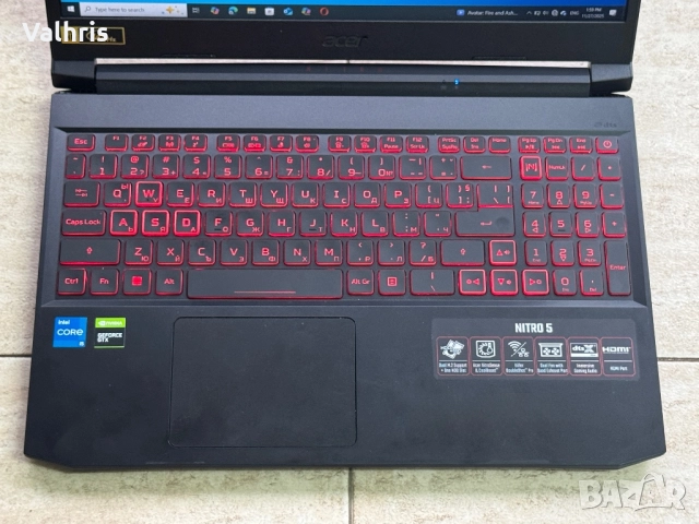 Acer Nitro 5 15.6" инча/11th Gen i5/16GB RAM/512GB SSD/NVIDIA, снимка 5 - Лаптопи за игри - 52570137