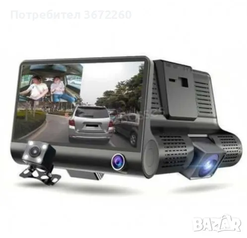 4 инча Dash Cam Видеорегистратор Камера за Кола с 3 лещи
+ 32GB карта памет, снимка 5 - Аксесоари и консумативи - 48155796