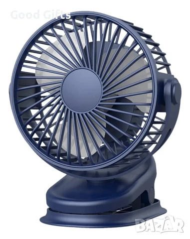 Мощен въртящ се USB вентилатор с щипка – 720° ротация, 3000mAh батерия, три скорости, преносим и без, снимка 4 - Други стоки за дома - 51060277