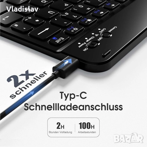 Vobafe калъф с клавиатура за iPad 11/10 поколение (2025/2022, 10.9/11 инча), снимка 4 - Клавиатури и мишки - 52101601