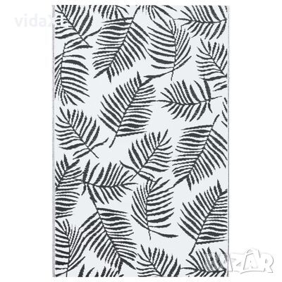 vidaXL Килим за открито, бяло и черно, 190x290 см, PP(SKU:310431, снимка 1 - Килими - 46117466