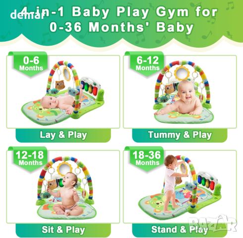 WHDJSPIN® Бебешка постелка за гимнастика с дрънкалки и светлини, снимка 3 - Образователни игри - 45288025