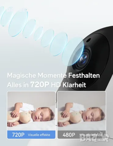 НОВ Babycozy Video Бебефон с камера и аудио 5" 720P дисплей 5000mAh, снимка 3 - Бебефони - 48409222