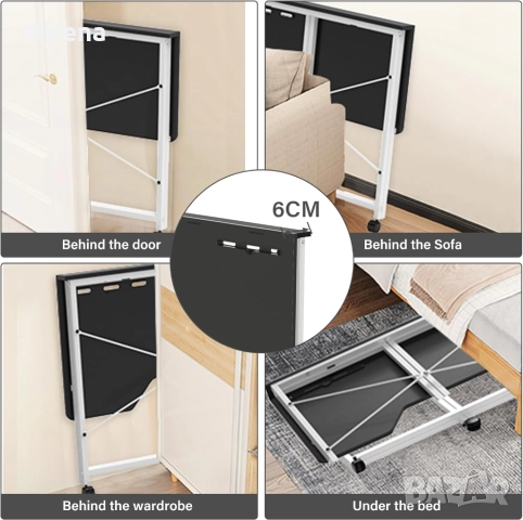 Сгъваемо бюро с колелца, компютърна маса с отделения за карти 18, снимка 5 - Бюра - 51657106