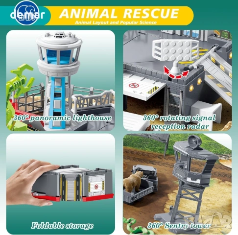 Комплект играчки Safari спасителен център за диви животни с фигурки на животни, 3-8 години, снимка 6 - Фигурки - 54117879