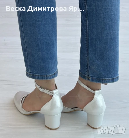 Изтънчени дамски затворени сандали с ток, оформени с блясъка на елегантността, снимка 5 - Сандали - 51193919