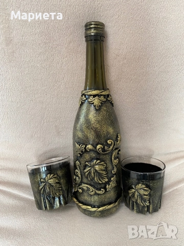 Комплект бутилка с две чаши, снимка 4 - Декорация за дома - 52962487