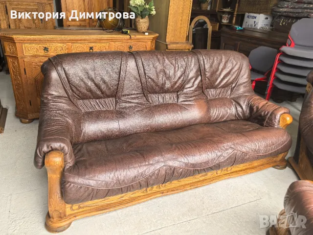 Комплект: Триместен диван + 2 фотьойла , снимка 12 - Дивани и мека мебел - 49691067