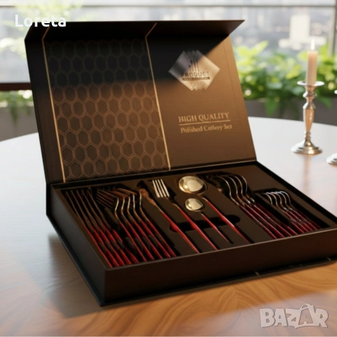 Комплект тенджери Swisgold Alana +  прибори за хранене от 24 части, снимка 4 - Съдове за готвене - 53276571