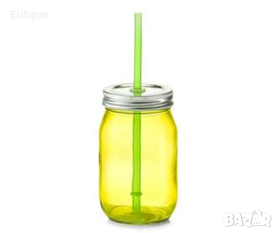 Прозрачна стъклена чаша с капак и сламка, 450мл, снимка 6 - Чаши - 52716319