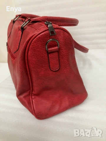 Дамска чанта от еко-кожа - червена, снимка 4 - Чанти - 53456512