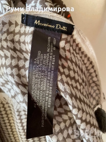 Шал Massimo Dutti от 55 % памук и 45 % лен, снимка 3 - Шалове - 53689556
