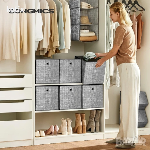 Сгъваема кутия за съхранение 30x30x30 см,сиво, снимка 5 - Други стоки за дома - 53733019