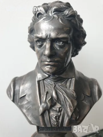 2бр WMF статуетки бюстове 22см-1кг/стар ВМФ посребрен бюст на Вагнер-Бетовен, снимка 7 - Антикварни и старинни предмети - 50411754