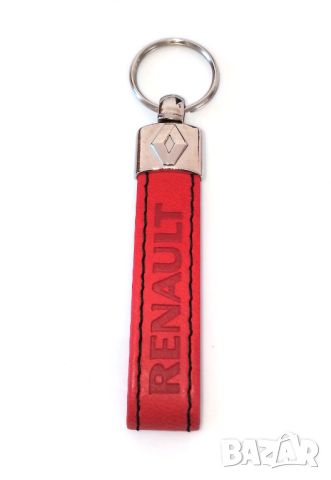 Автомобилен кожен ключодържател / за Renault Рено / червен цвят / стилни елегантни авто аксесоари