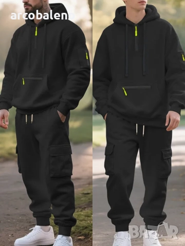 Ежедневен мъжки зимен комплект от две части с подплата от полар, 6цвята , снимка 9 - Спортни дрехи, екипи - 51531450