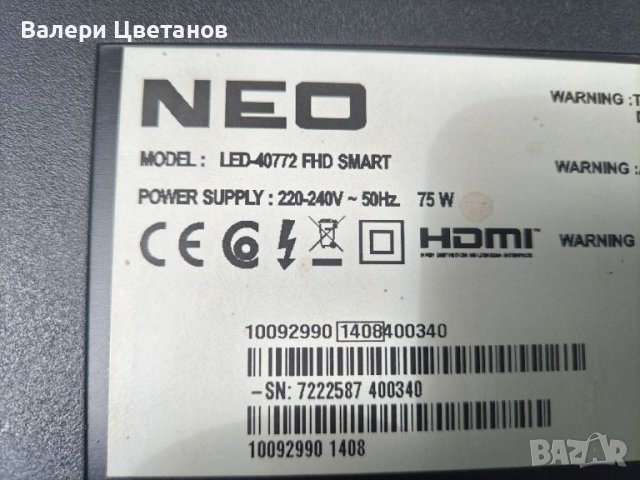 телевизор  NEO  LED-40772 FHD  SMART   на части, снимка 1 - Телевизори - 39566386