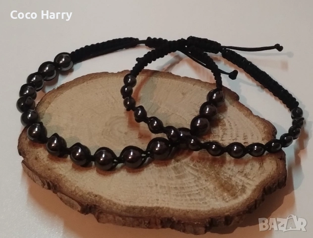 Гривни за двойки с Хематит,ръчно изработени, снимка 3 - Шноли, диадеми, ленти - 53039149