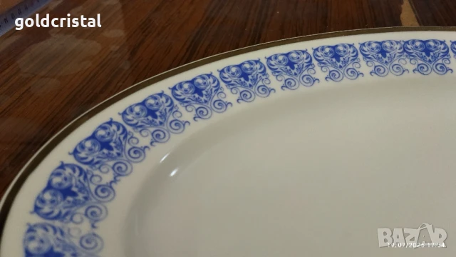 Стар български порцелан плато елипса , снимка 3 - Антикварни и старинни предмети - 17136675