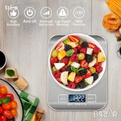 5 кг Прецизна компактна кухненска електронна везна от неръждаема стомана за претегляне за храна и др, снимка 2 - Други - 45324300