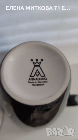 *Anna Burg* Германия един прекрасен порцеланов двоен сет в черно и бяло, снимка 6 - Чаши - 53181079