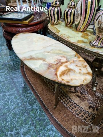 Прекрасна антикварна белгийска бронзова маса с оникс , снимка 2 - Антикварни и старинни предмети - 45382620