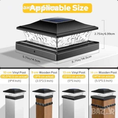Нови Соларни лампи за колове и ограда двор 4 броя водоустойчиви 2 цвята, снимка 3 - Соларни лампи - 54042040