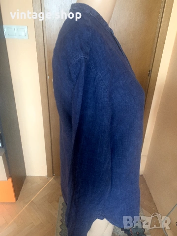 Мъжка риза цвят индиго Banana Republic, 100%лен, снимка 4 - Ризи - 53709368