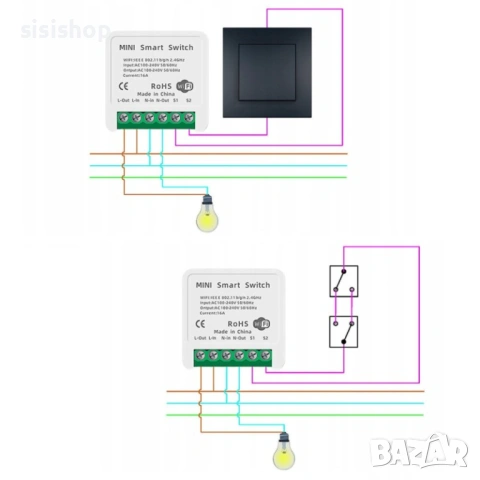 Смарт WiFi Модул Реле 16A – Интелигентен Контрол за Осветление и Климатизация  3990, снимка 4 - Друга електроника - 53610469