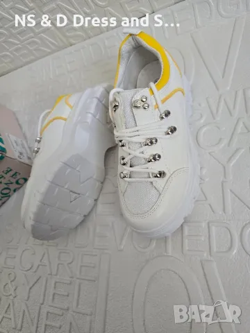 Дамски маратонки различен модел бяло с жълто 