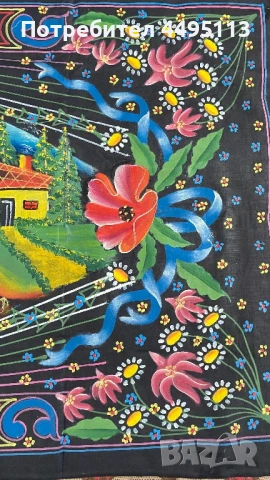 Античен ръчно изработен килим в наивен стил, снимка 2 - Гоблени - 50574937