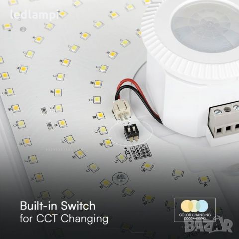 LED Плафониера със Сензор 12W SAMSUNG чип Квадрат 3в1, снимка 5 - Лед осветление - 45418776