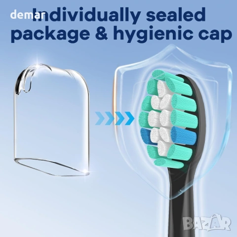 Резервни глави за електрическа четка за зъби Philips Sonicare Click-on, 8 броя, черни, снимка 7 - Други - 53794779