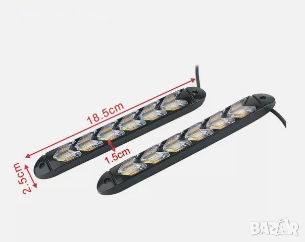 Дневни 6 LED светлини гъвкави с вграден бягащ мигач - 18.5см. 2 броя, снимка 8 - Аксесоари и консумативи - 47209296