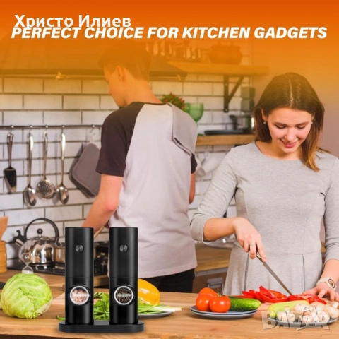 Комплект електрически мелачки за сол и черен пипер със стойка, снимка 5 - Други - 53187625