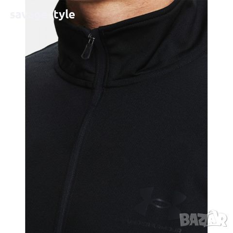 Мъжко горнище UNDER ARMOUR Pique Track Jacket All Black, снимка 3 - Спортни дрехи, екипи - 46668037