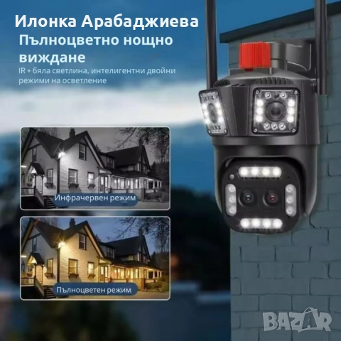 Тройна Smart WiFi безжична IP камера с 12MP и нощно виждане, снимка 5 - IP камери - 53651502
