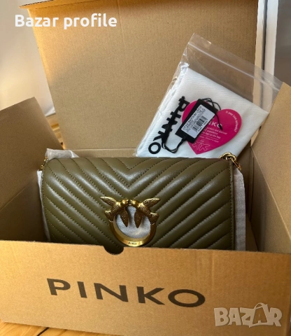 Дамска чанта Pinko Love Click Baguette Mini Chevron маслинено зелено, , снимка 3 - Чанти - 53998487