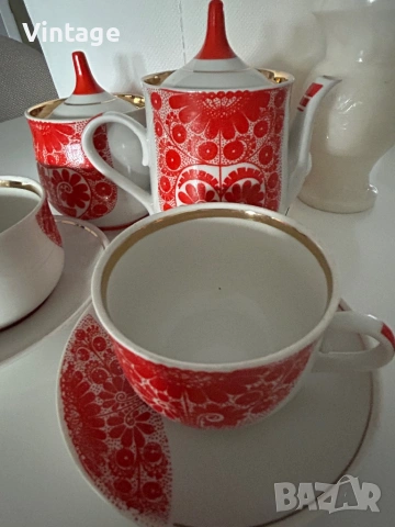 Старинен Съветски порцеланов сервиз за чай/кафе , снимка 2 - Сервизи - 54098242