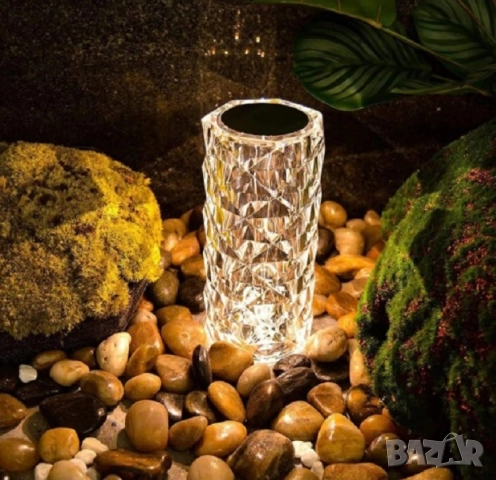 Топ цена!!! Кристална LED лампа, презареждаща, 16цвята и дистанционно