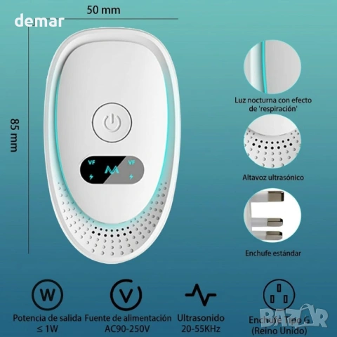 Ултразвуков репелент за вредители с включване в контакта за хлебарки, мишки, комари, паяци, мравки, снимка 6 - Други стоки за дома - 54225834