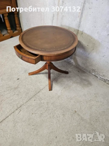 Масичка с чекмедже и кожа, снимка 3 - Маси - 51389891