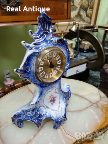 Рядък уникален антикварен колекционерски порцеланов каминен часовник Sitzendorf, снимка 6 - Антикварни и старинни предмети - 46305058