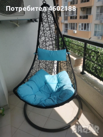 Градинска люлка със стоманена основа Ø103 и ажурен PVC ратан, снимка 3 - Градински мебели, декорация  - 51800993