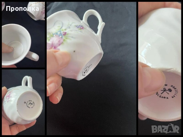 Български чашки с красиви, нежни декори и десертни чинийки, снимка 6 - Чаши - 54101103