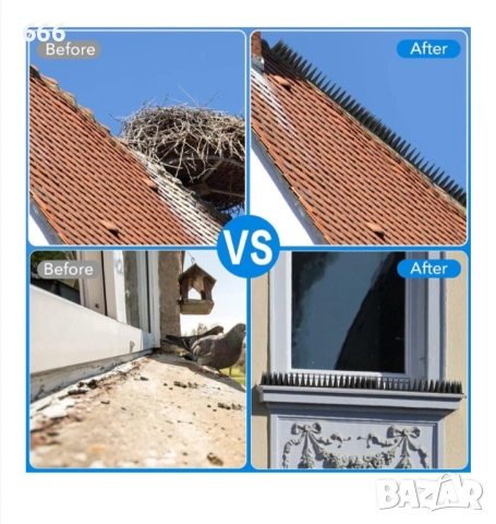 Комплект 18 броя шипове против птици, против котки, пластмасови, 30x4.5x3.7см, черни, снимка 6 - Други - 53900351