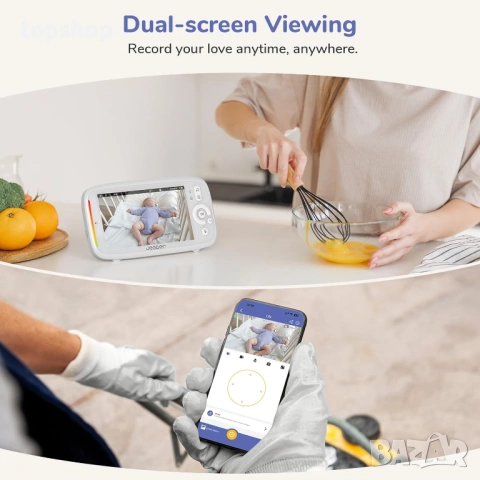 Чисто нов Смарт Бебефон с Приложение JeeBer 2K Видео Камера с 5 инча Дисплей , снимка 4 - Бебефони - 53880732