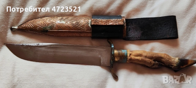 Уникален ловджийски нож с дръжка от елен